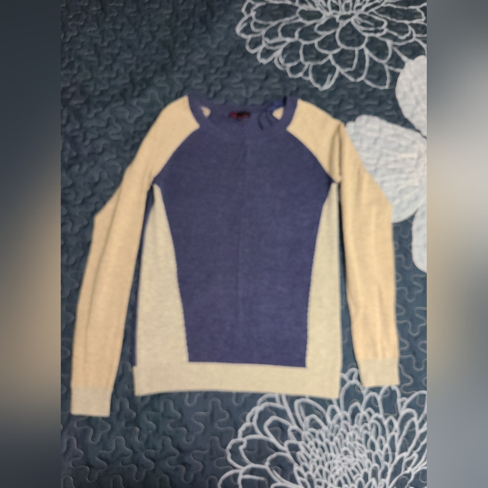 Juniors t/o Blue/Tan Thin Sweater
